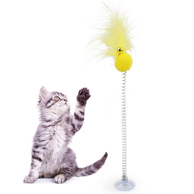 Interactive Suction Cup Feather Cat Toy